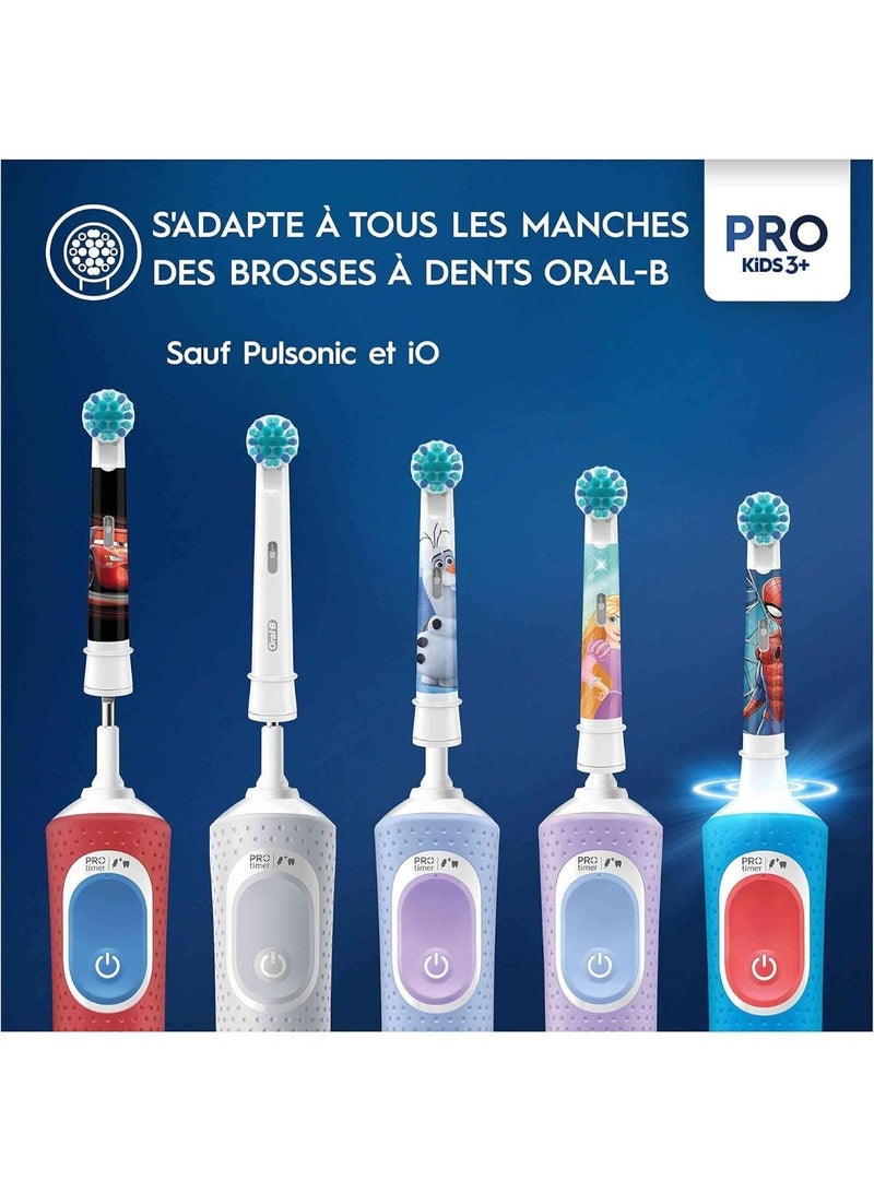 اورال بي راس فرشاة اسنان كهربائية من برو كيدز، مع شخصيات ديزني فروزن، شعيرات فائقة النعومة، للاعمار من 3 سنوات فما فوق، عبوة من 4 رؤوس فرشاة اسنان، ابيض - view 5