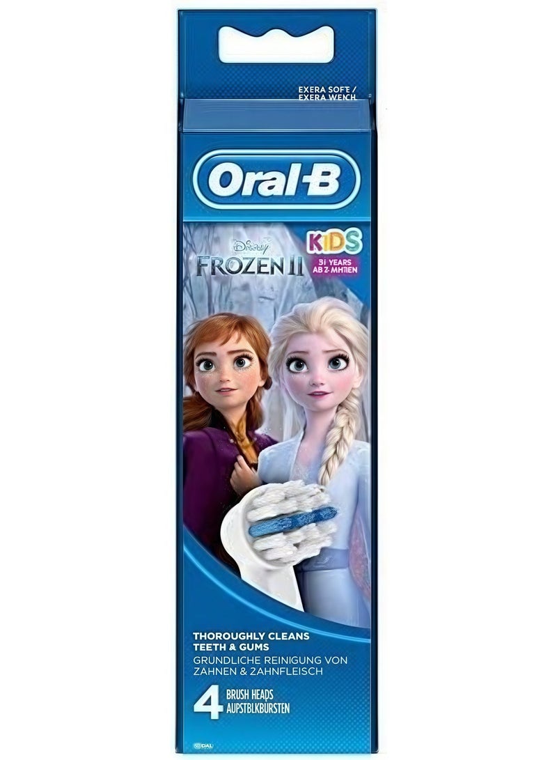 اورال بي راس فرشاة اسنان كهربائية من برو كيدز، مع شخصيات ديزني فروزن، شعيرات فائقة النعومة، للاعمار من 3 سنوات فما فوق، عبوة من 4 رؤوس فرشاة اسنان، ابيض - view 2