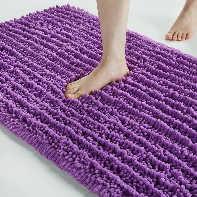 SOFT PLUSH MICROFIBER BATHROOM RUGS ABSORBENT NON SKID MACHINE WASH DRY BATH MATS FOR TUBSHOWER AND BATH ROOM FLOOR MATS 17X24INCHES LAVENDER
