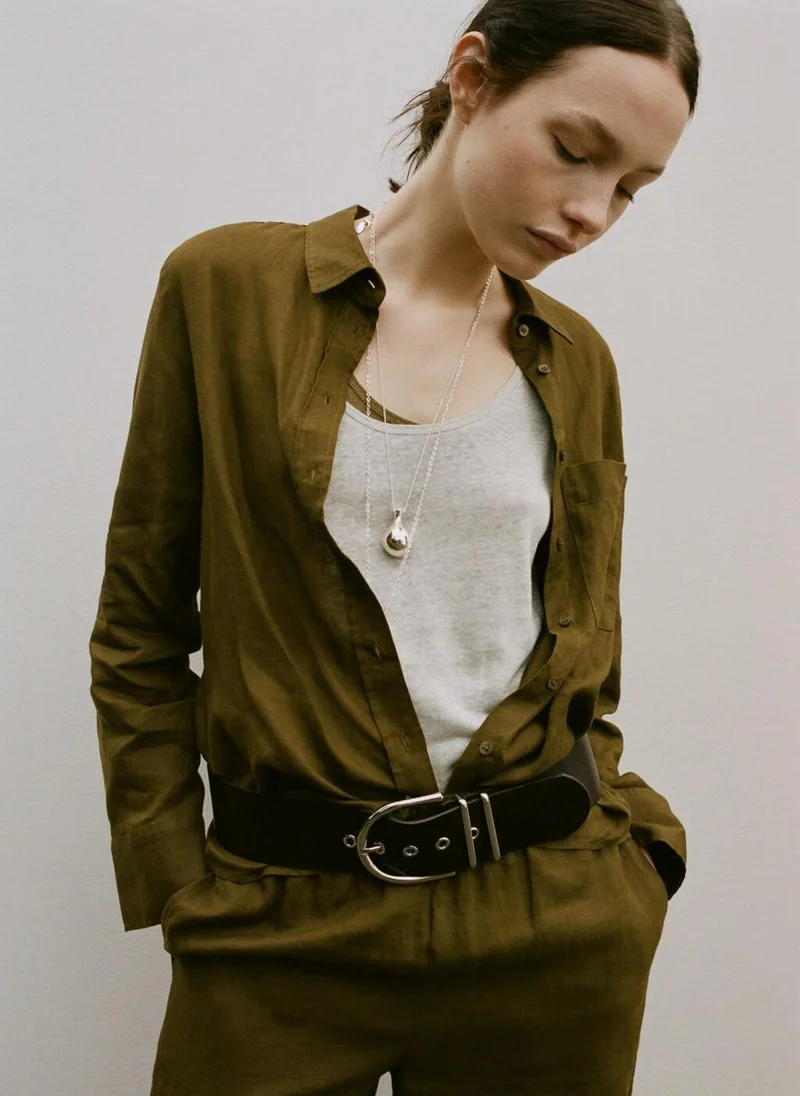 مانجو Pocket linen shirt