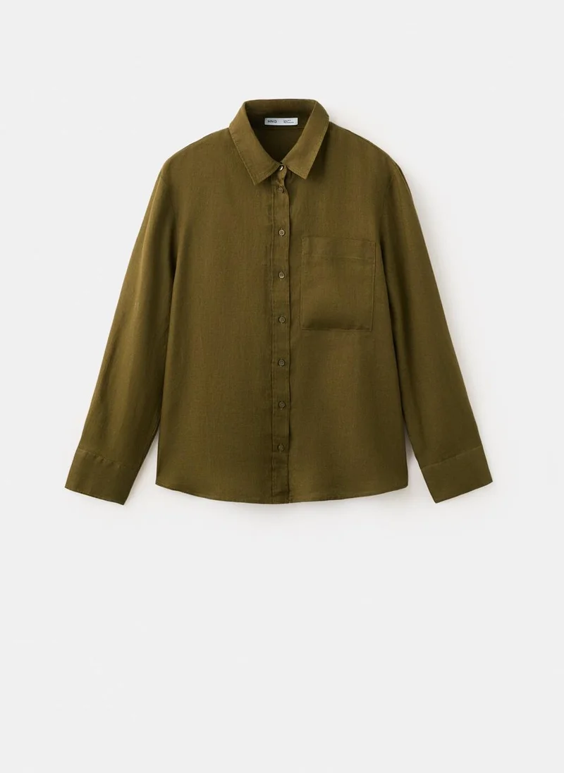 Mango  Pocket linen shirt for Women | Best Price UAE