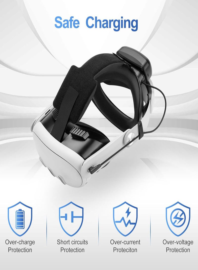 10000 مللي أمبير أمبير بطارية حبل رأس ميتا كويست 3s/3 مع البارد RGB و البطارية المغناطيسية التصميم، ل Oculus كويست 3/3s Accessories إضافي في آر وقت Playtime Premium Comfort  Adjustable, Reduce Facial Stress. - Image 3