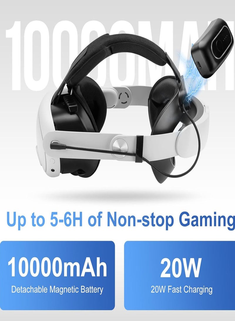 10000 مللي أمبير أمبير بطارية حبل رأس ميتا كويست 3s/3 مع البارد RGB و البطارية المغناطيسية التصميم، ل Oculus كويست 3/3s Accessories إضافي في آر وقت Playtime Premium Comfort  Adjustable, Reduce Facial Stress. - Image 2