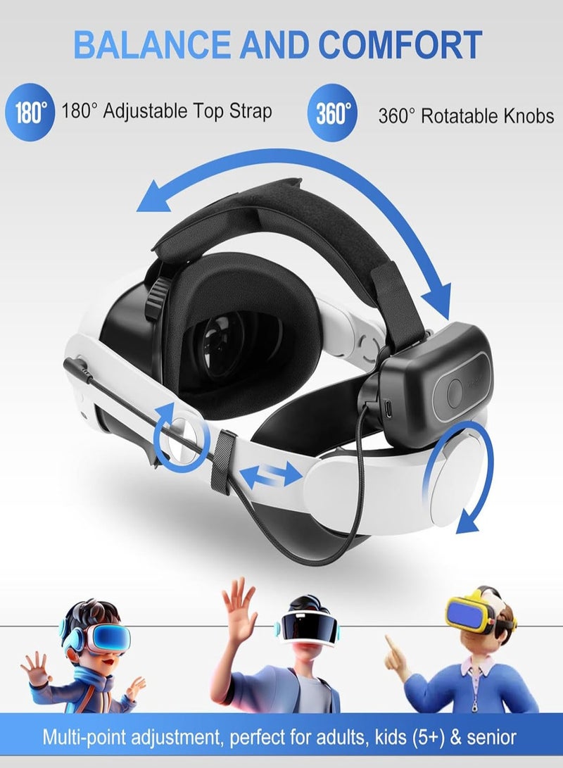 10000 مللي أمبير أمبير بطارية حبل رأس ميتا كويست 3s/3 مع البارد RGB و البطارية المغناطيسية التصميم، ل Oculus كويست 3/3s Accessories إضافي في آر وقت Playtime Premium Comfort  Adjustable, Reduce Facial Stress. - Image 4