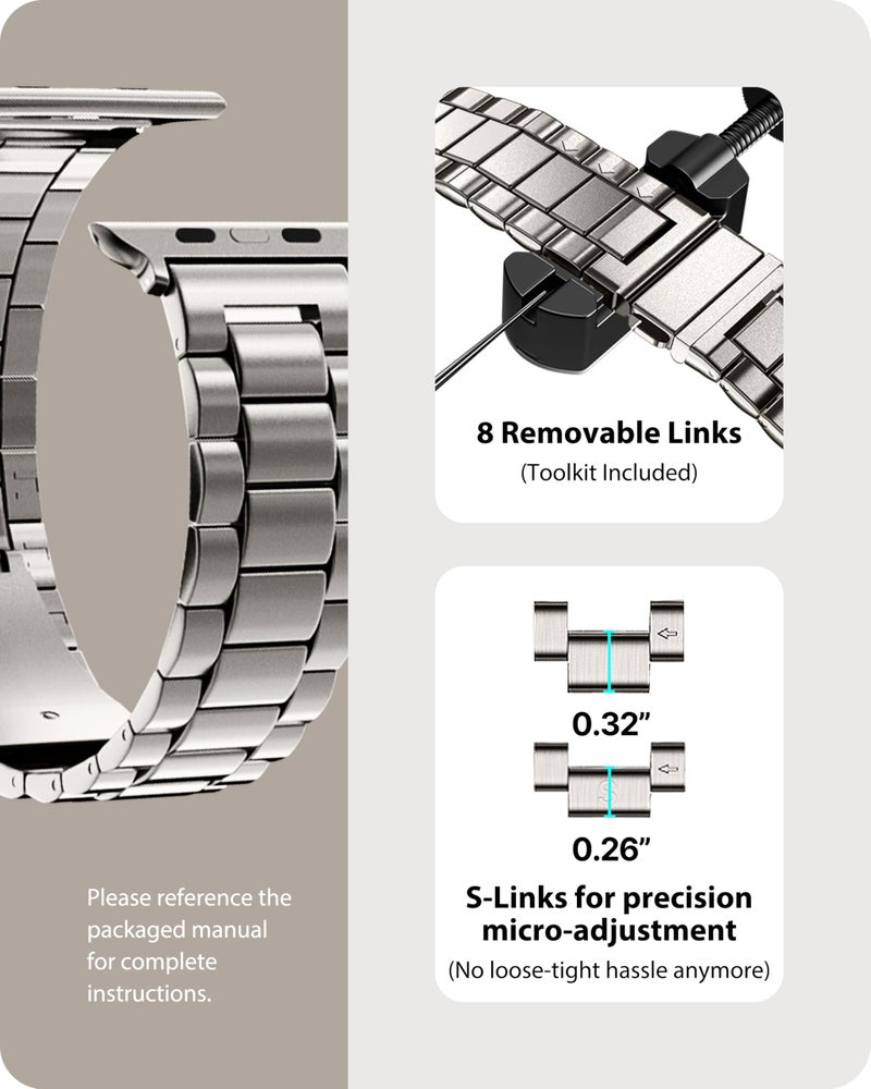 Fullmosa Metal Band Compatible with Apple Watch Bands 41mm 40mm 38mm, iWatch Band with Case for Apple Watch Series 9 8 7 6 5 4 3 2 1 SE3/2/1, Starlight - Image 4