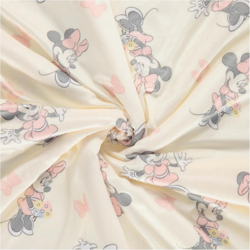 Disney بطانية أطفال مزدوجة الجوانب من شخصيات ديزني - بطانية فاخرة فائقة النعومة للمواليد الجدد (30x40 بوصة، مينى ماوس مع bows والزهور) - Image 5