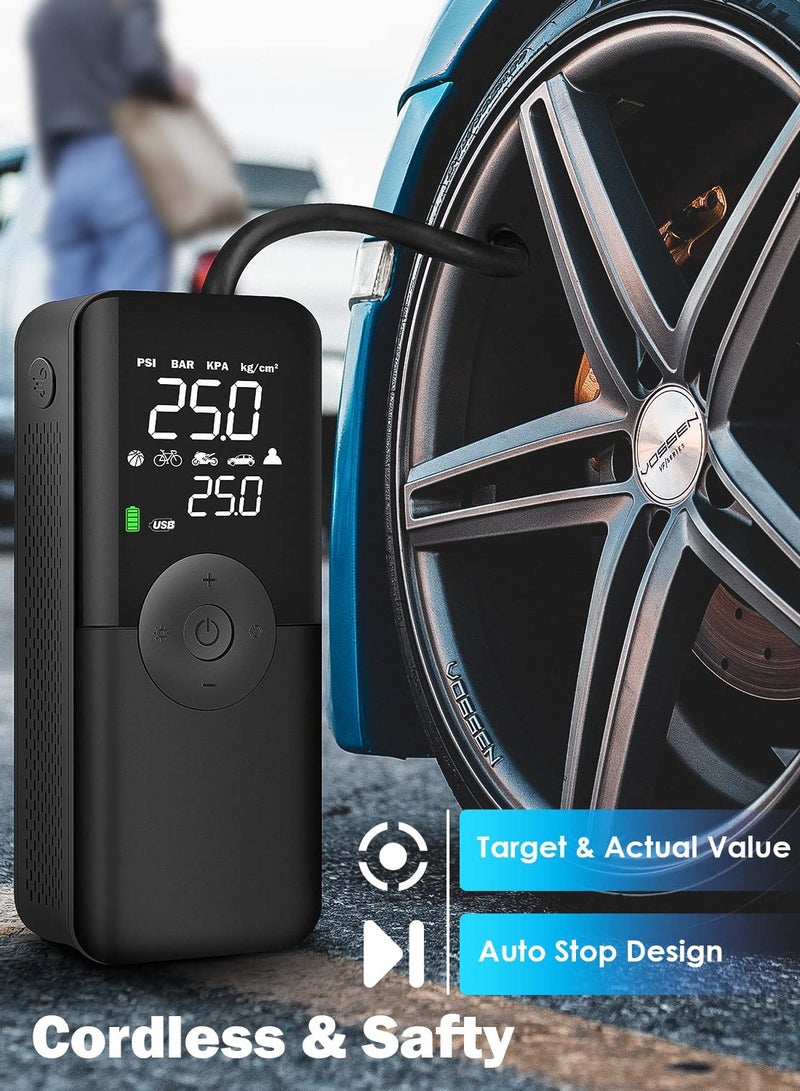 Excefore Portable Air Compressor Tire Inflator with LCD Dual Screen, 150 PSI Cordless Air Pump with 6000mAh Rechargeable Battery for Cars, Bikes, Motorcycles, Balls, Not Suitable for Trucks  - Image 4