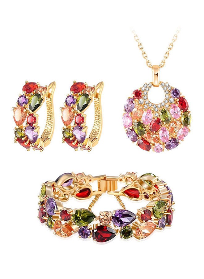 NIBEMINENT Gold Plated Zircon Bridal Jewelry Set - Image 1