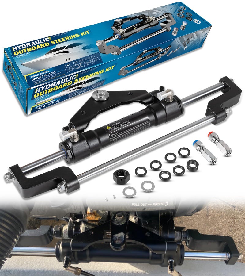 Bonbo HC53453 Front Mount Outboard Hydraulic Steering Cylinder Kit with TwoWay Lock Valve and ORB Fittings Fits for any 300HP OutboardPowered Boats Max Working Pressure 103Mpa1500PSI - Image 2