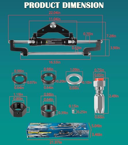 Bonbo HC53453 Front Mount Outboard Hydraulic Steering Cylinder Kit with TwoWay Lock Valve and ORB Fittings Fits for any 300HP OutboardPowered Boats Max Working Pressure 103Mpa1500PSI - Image 3