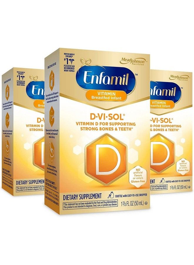 Enfamil - D Vi Sol Vitamin D Drops For Infants Supports Strong Bones And Teeth Gluten Free Easy To Use Dropper Bottle 50 Ml (Pack Of 3) - Image 1