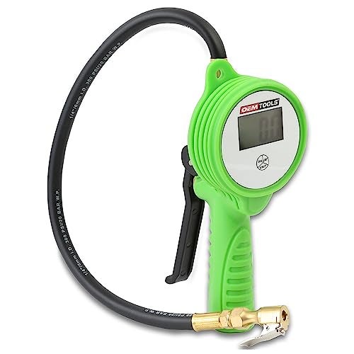OEMTOOLS 24412 Digital Tire Inflator with Tire Pressure Gauge, Digital LCD Display, 0 to 175 PSI Air Pressure Gauge for Tires with 21” Hose and Clip-On Air Chuck - Image 1
