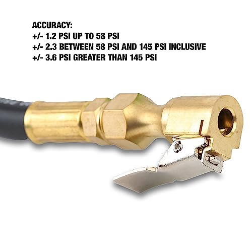 OEMTOOLS 24412 Digital Tire Inflator with Tire Pressure Gauge, Digital LCD Display, 0 to 175 PSI Air Pressure Gauge for Tires with 21” Hose and Clip-On Air Chuck - Image 3