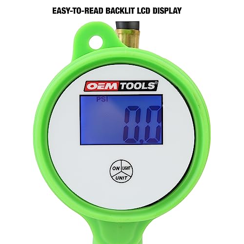 OEMTOOLS 24412 Digital Tire Inflator with Tire Pressure Gauge, Digital LCD Display, 0 to 175 PSI Air Pressure Gauge for Tires with 21” Hose and Clip-On Air Chuck - Image 5