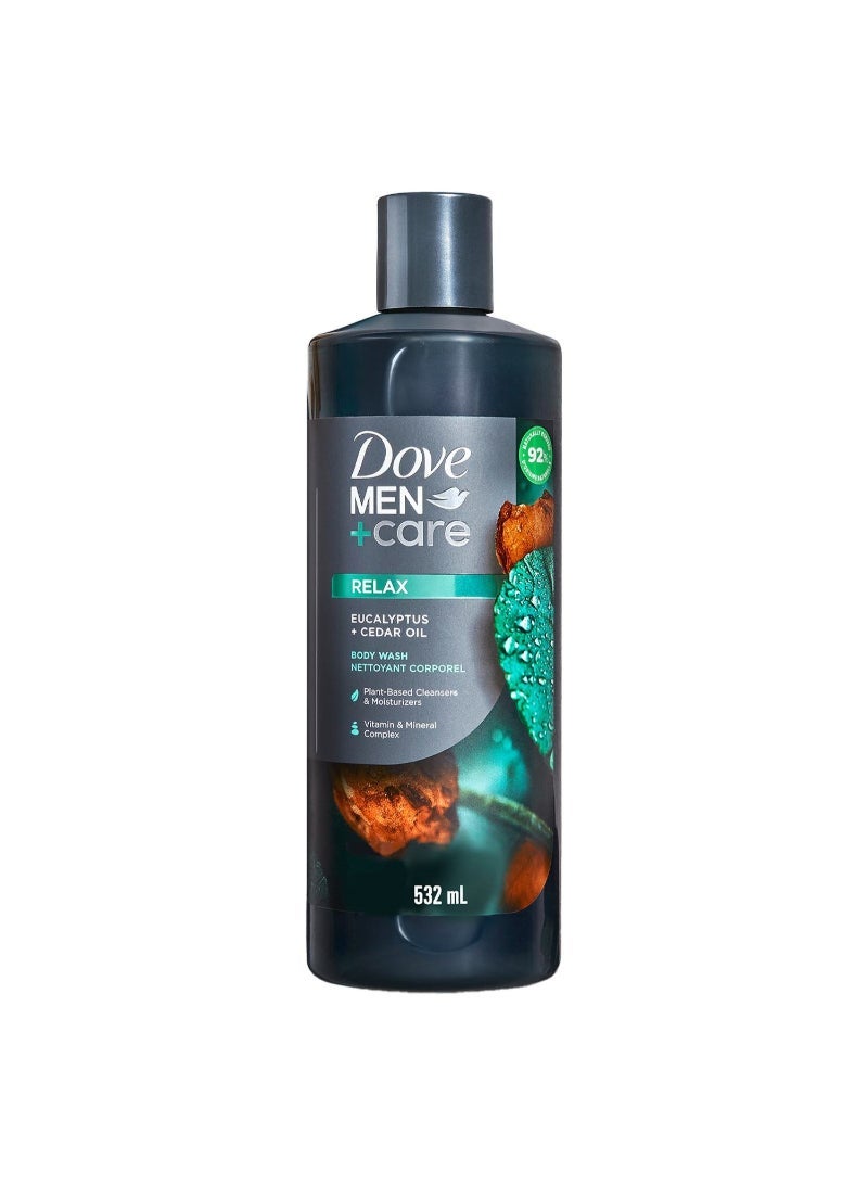 Dove غسول الجسم دوف للرجال + العناية استرخاء زيت الأوكالبتوس وزيت الأرز 532 مل