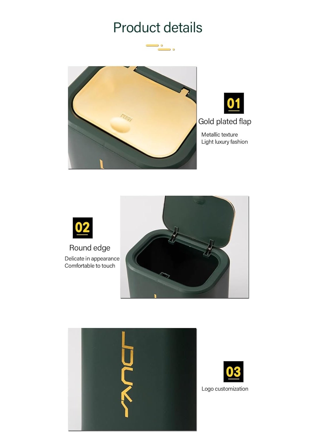 YAGVIZ - YAGVIZ Modern Plastic Mini Trash Can with Lid Wastebasket for Bathroom Vanity Desktop Tabletop or Coffee Table Small Table Top Plastic Covered Garbage Bin for Desk Top - Image 1