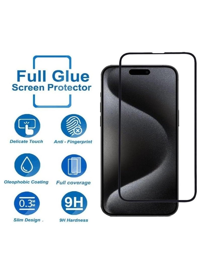 SHOPI Screen Protector for iPhone 15 Pro Max tempered glass screen protector 9H hardness scratch resistance iPhone 15 Pro Max full glue edge to edge glass (iPhone 15 Pro Max, Clear) - Image 2