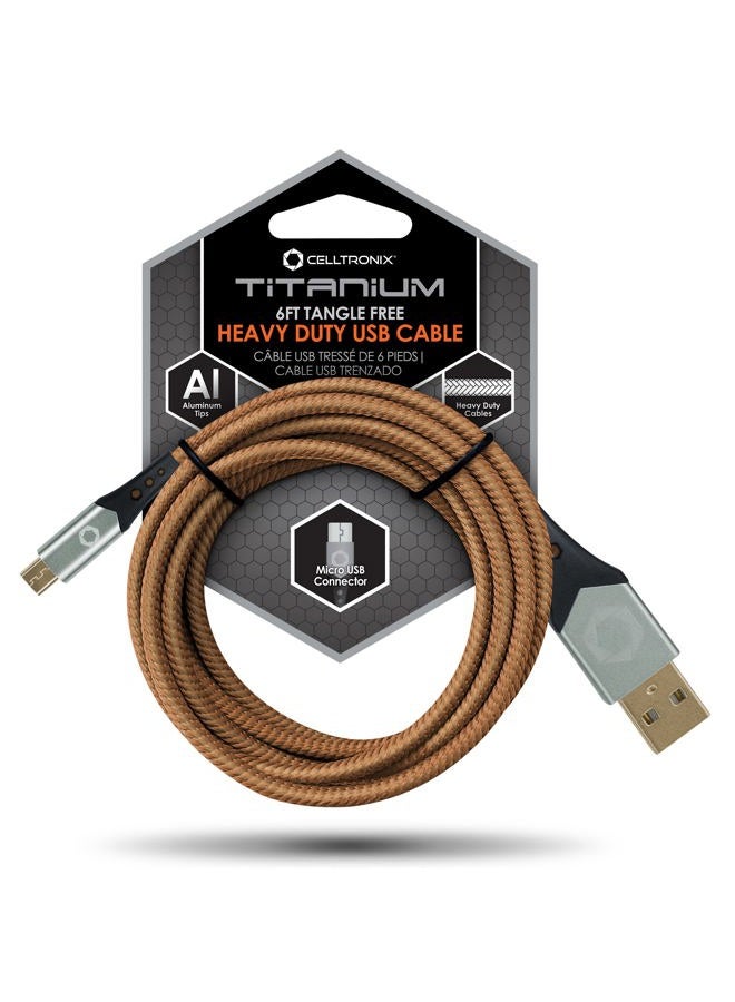 *Celltronix MCX Titanium 6FT Fast Charging Tangle Free Heavy Duty Micro USB Cable. Built to Last! Includes Sync+Charge & Aluminum Tips for Optimum Connectivity - Image 1