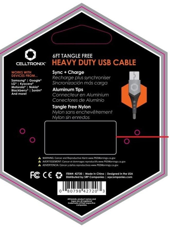 *Celltronix MCX Titanium 6FT Fast Charging Tangle Free Heavy Duty Micro USB Cable. Built to Last! Includes Sync+Charge & Aluminum Tips for Optimum Connectivity - Image 5