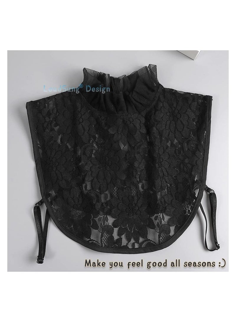 Fake Collar, Detachable Half Shirt Blouse False Collar Floral Lace Hollow Stand Top Elegant For Women Girls, Versatile to Match for Sweater, T-Shirt, Blouse, Dress, Jacket, Uniforms and More. - Image 2