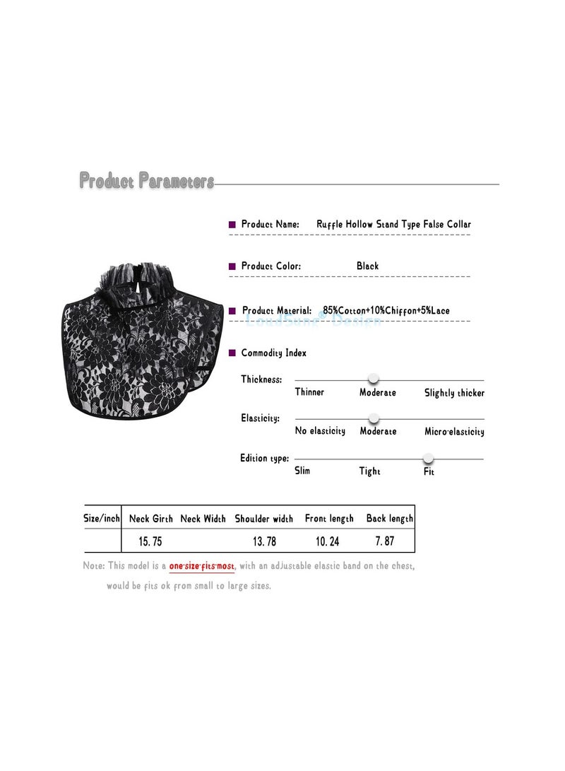 Fake Collar, Detachable Half Shirt Blouse False Collar Floral Lace Hollow Stand Top Elegant For Women Girls, Versatile to Match for Sweater, T-Shirt, Blouse, Dress, Jacket, Uniforms and More. - Image 3