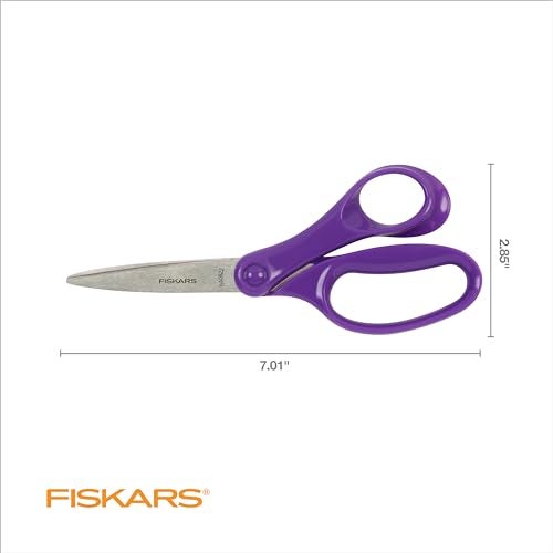 Fiskars 7" Student Scissors for Kids Ages 12-14, Scissors for School or Crafting, Back to School Supplies, Purple - Image 3