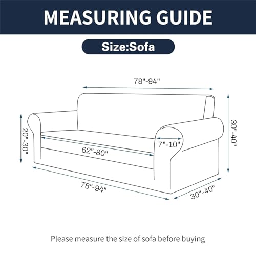 Cupuamon 2025 New Stretch Sofa Slipcovers Couch Cover for 3 Cushion Furniture Protector Sofa Covers with Elastic Bottom Jacquard Fabric Small Checks for Pets, Kids -Sofa, Beige - Image 2