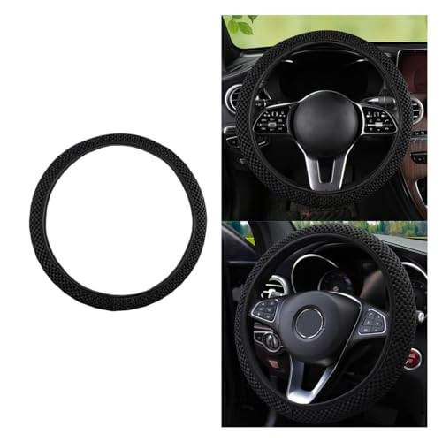 Stretch Elastic Steering Wheel Cover AllSeason Comfort Warm in Winter Cool in Summer Universal 15 Inch Microfiber Breathable Ice Silk AntiSlip Odorless Easy Carry Fit Car SUV Black