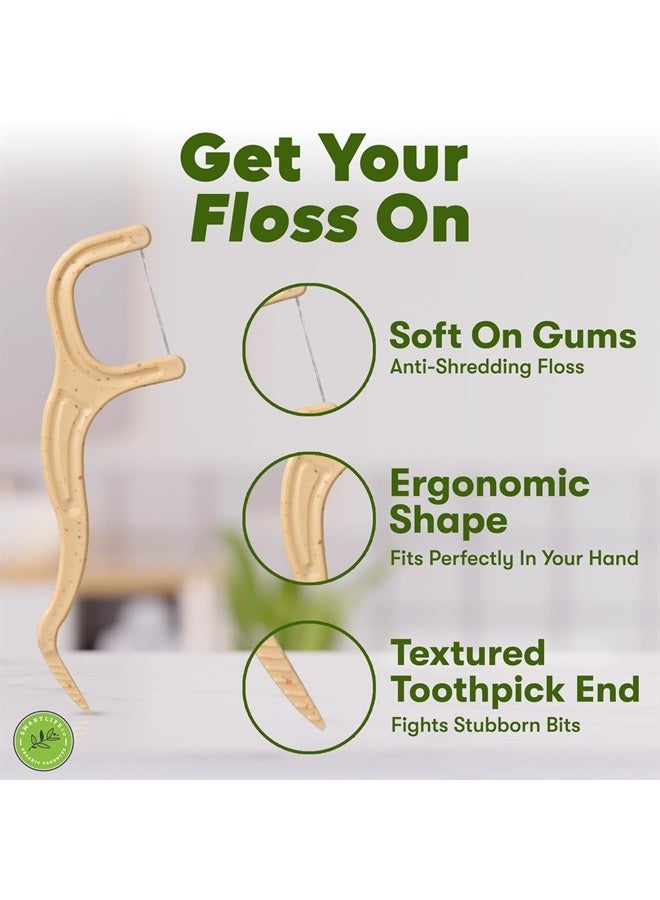 SMARTLIFECO Biodegradable Dental Floss Picks - Natural Plastic Free Tooth Flosser for Adults & Kids | Eco-Friendly Unwaxed Floss | Organic Toothpick Stick Soft On Gum & Teeth | Vegan, Unflavored 100ct - Image 5