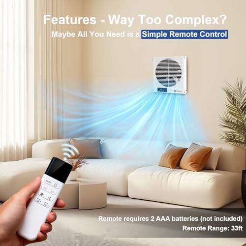 suplife 8" Room to Room Fan with Remote, Reversible Through Wall Fan for Quietly Circulating Air, 320 CFM Through the Wall Fan with Temperature Control, Durable Build Quality, In Wall Fan for Closet, Laundry - Image 3