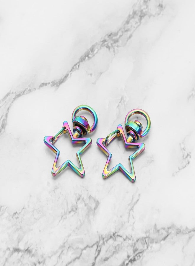 Create idea 20PCS Star Shape Lobster Clasp 35x24mm Colorful Metal Star Shape Carabiner Hook Swivel Lobster Clasp Snap Pentagram Keychain for Crafts and Decor - Image 5