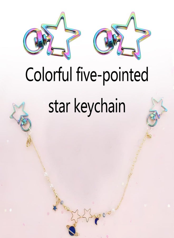 Create idea 20PCS Star Shape Lobster Clasp 35x24mm Colorful Metal Star Shape Carabiner Hook Swivel Lobster Clasp Snap Pentagram Keychain for Crafts and Decor - Image 2