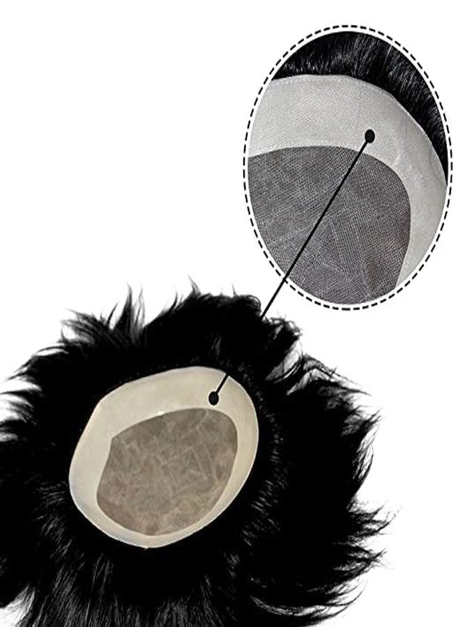 Fully Normal Monofilament Human Hair Patch/Wig for Men (8x6, Dark Brown) - Image 3