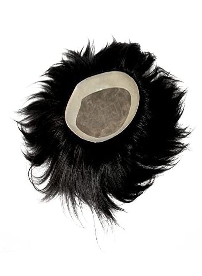 Fully Normal Monofilament Human Hair Patch/Wig for Men (8x6, Dark Brown) - Image 2