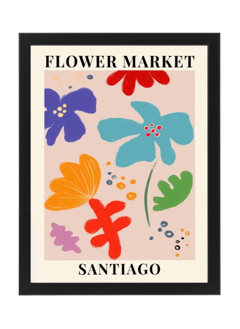 Boomah Accessories Flower Market Santiago Colorful Botanical Art Poster with Frame 30x40cm 