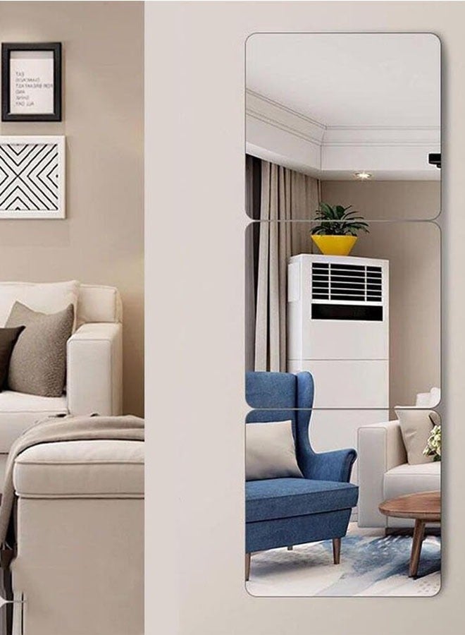 Arabest 3 Pack Self Adhesive Acrylic Mirror,Non Glass Sticky Mirror Flexible Plastic Mirror Sheets Wall Stickers,Full Length Mirror Wall Mounted Frameless Mirror Set for Bedroom Living Room, 30 x 30 cm - Image 1