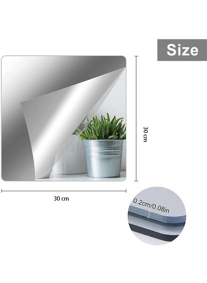 Arabest 3 Pack Self Adhesive Acrylic Mirror,Non Glass Sticky Mirror Flexible Plastic Mirror Sheets Wall Stickers,Full Length Mirror Wall Mounted Frameless Mirror Set for Bedroom Living Room, 30 x 30 cm - Image 4