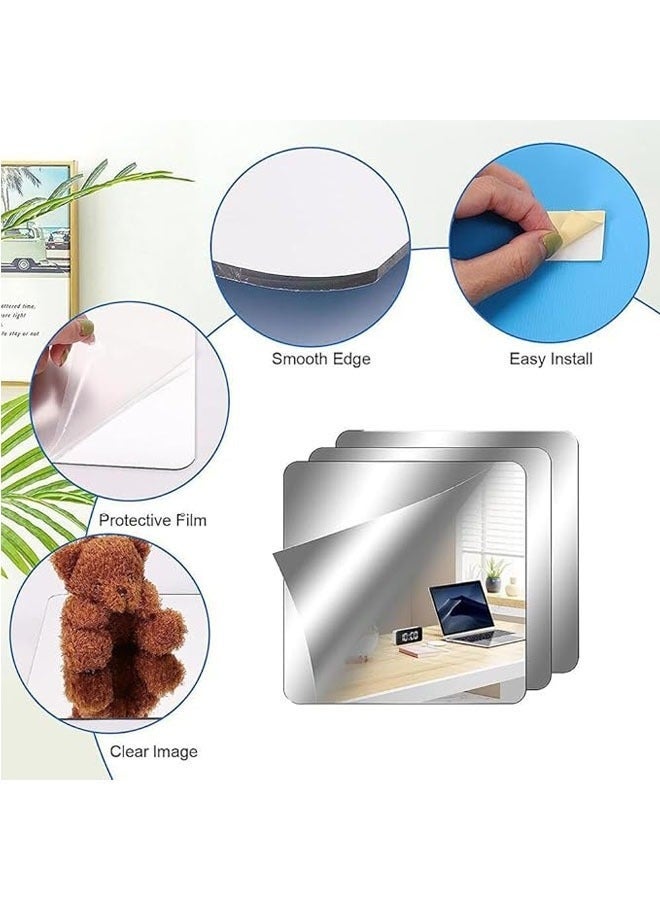 Arabest 3 Pack Self Adhesive Acrylic Mirror,Non Glass Sticky Mirror Flexible Plastic Mirror Sheets Wall Stickers,Full Length Mirror Wall Mounted Frameless Mirror Set for Bedroom Living Room, 30 x 30 cm - Image 5