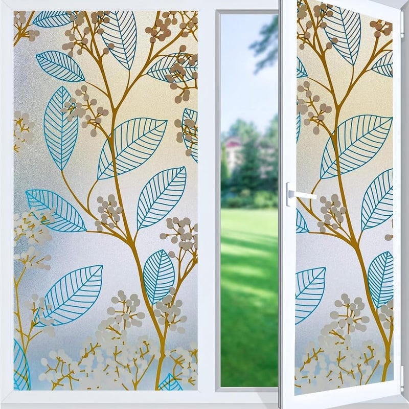 WINDOWX Love Your Window Again WINDOWX Vinyl Frosted Window Self Adhesive Privacy Glass Film for Window Glass Office Decorative Window Sticker Wallpaper Vinyl Sheet for Glass Door Bathroom Home Window Sapphire Blue 