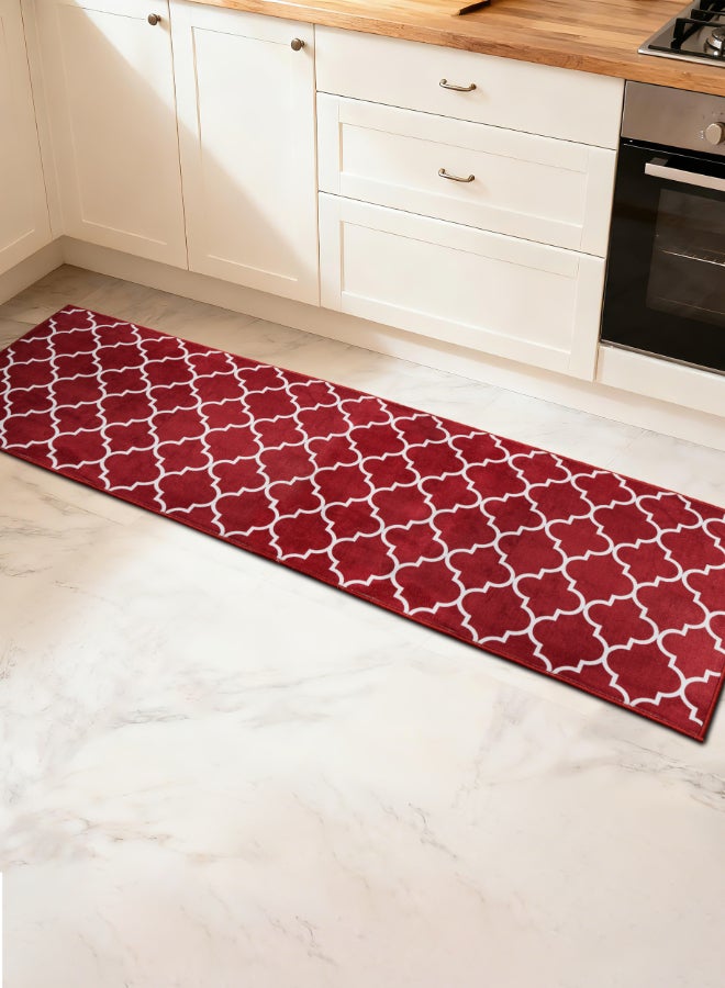 Noon East Red Arabesque Kitchen Runner 50X150 Cm Red - Image 3