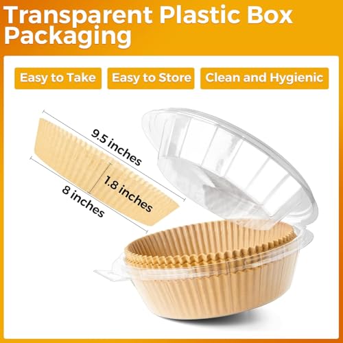 PureBake Liners Parchment Disposable Microwave Non-Stick Air Fryer Disposable Paper Liner for Microwave, Non-Stick Air Fryer Liners Square Free of Bleach (8IN) Round Brown - Image 2