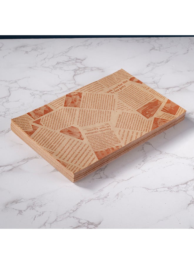 American-style Oil-proof Paper Fried Chicken Fries Hamburger Paper Oil-proof Oil-absorbing Paper Baking Oil Paper Sandwich Wrapping Paper Newspaper-Color:50 Sheets/pack-Specifications:Brown (printed Newspaper) 30*20cm - Image 1