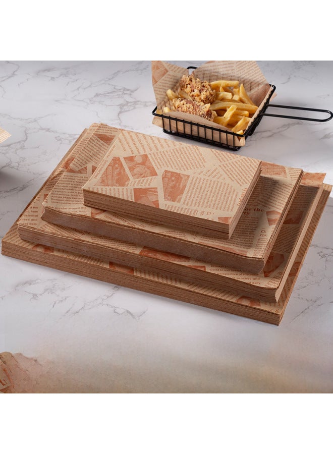 American-style Oil-proof Paper Fried Chicken Fries Hamburger Paper Oil-proof Oil-absorbing Paper Baking Oil Paper Sandwich Wrapping Paper Newspaper-Color:50 Sheets/pack-Specifications:Brown (printed Newspaper) 30*20cm - Image 2