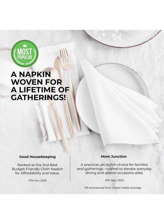 Utopia Home [24 Pack, White] Cloth Napkins 17x17 Inches, 100% Polyester Hemmed Edges, Washable and Reusable Ideal for Parties, Weddings and Dinners - Image 2