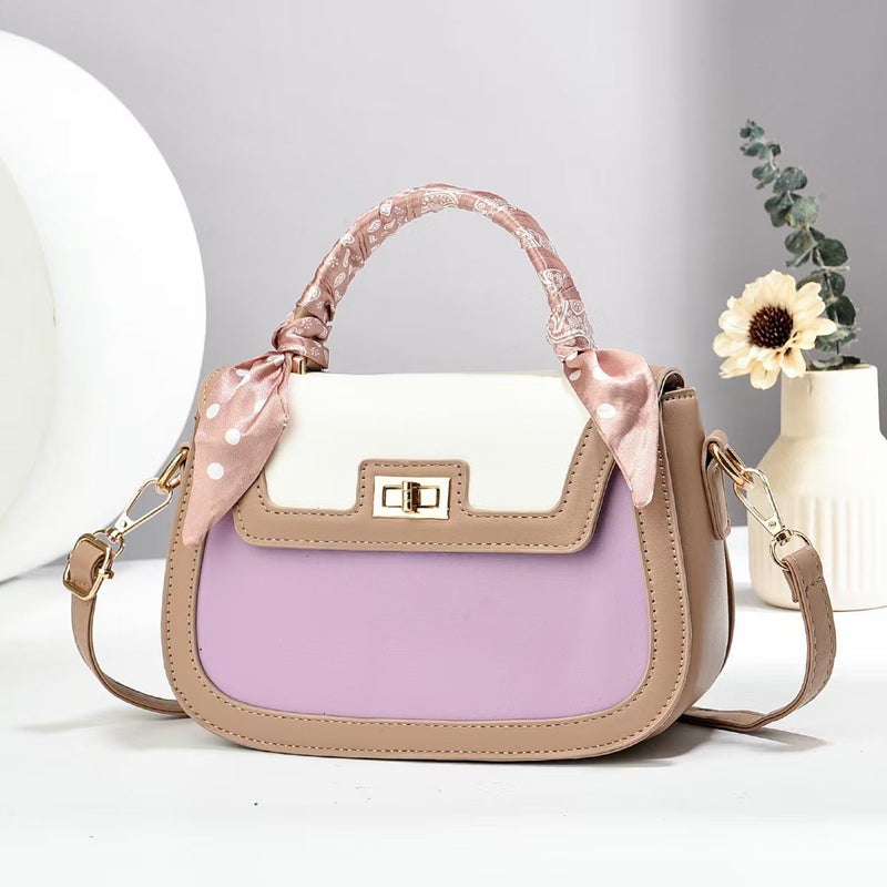 New Style Spliced ​​Small Fragrant Bag, High-Looking Contrasting Color Fashion Handbag, Simple Shoulder Bag, Crossbody Bag - Image 5