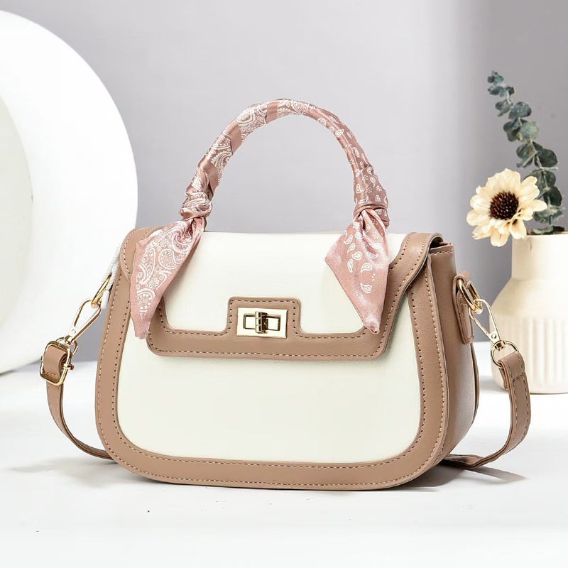 New Style Spliced ​​Small Fragrant Bag, High-Looking Contrasting Color Fashion Handbag, Simple Shoulder Bag, Crossbody Bag - Image 4