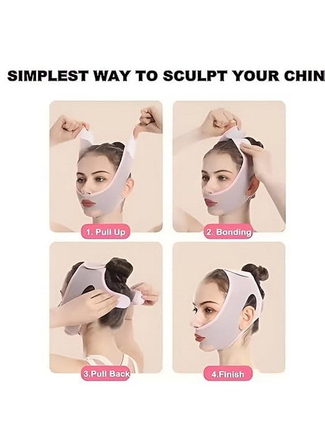 Facial Slimming Belt, Double Chin Reducer Reusable V-Shape Face Mask for Men & Women Facial Shaped UP Lift Belt, Slim Cheeks Lifting Jaw Line Shaper Anti Wrinkle Strap Elastic Face (1 Pcs)(MULTICOLOR) - Image 3