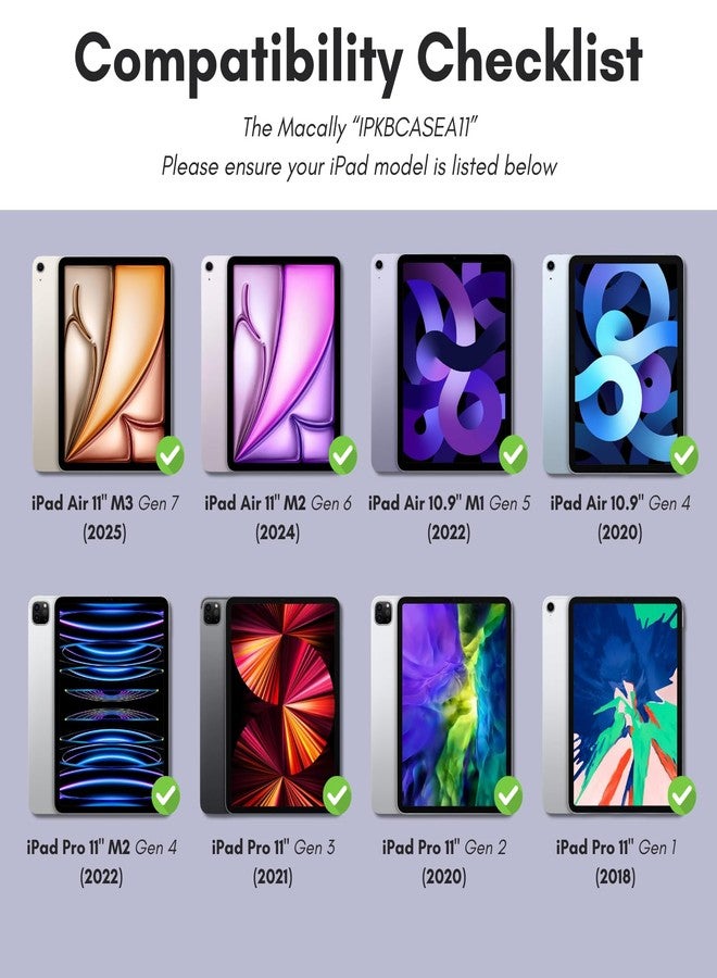 Macally Ipad Air 11 Inch Case With Keyboard (M2, 2024) | Pro (2022/2021/2020/2018) - Detachable Backlit Large Trackpad, Multi-View Stand, Apple Pencil Holder - Image 2