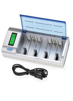 Smart Battery Charger, Lithium Batteries Charger With Discharge Function And Lcd Display, Compact And Portable All Purpose Charger For AAA C D Size Batteries, (1pc, Silver)