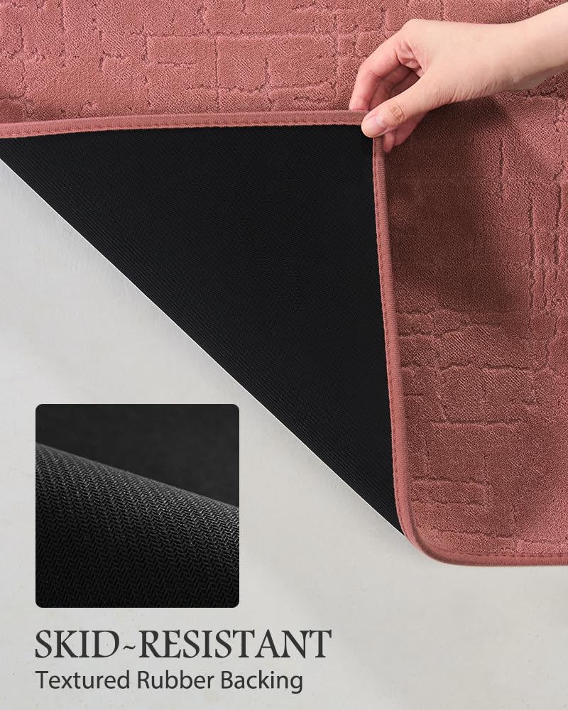 AMOAMI AMOAMI-Bath Mat-Super Absorbent Quick Dry Bathroom Floor Mats-Rubber Backing Washable Bath Mats for Bathroom Thin Bahtroom Rugs Fit Under Door-Bath Rug for in Fornt of Sink Bathtub Shower Room - Image 2
